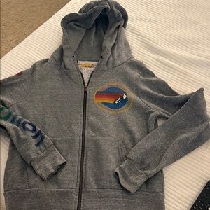 Aviator Nation Gray Hoodie with Rainbow Patch